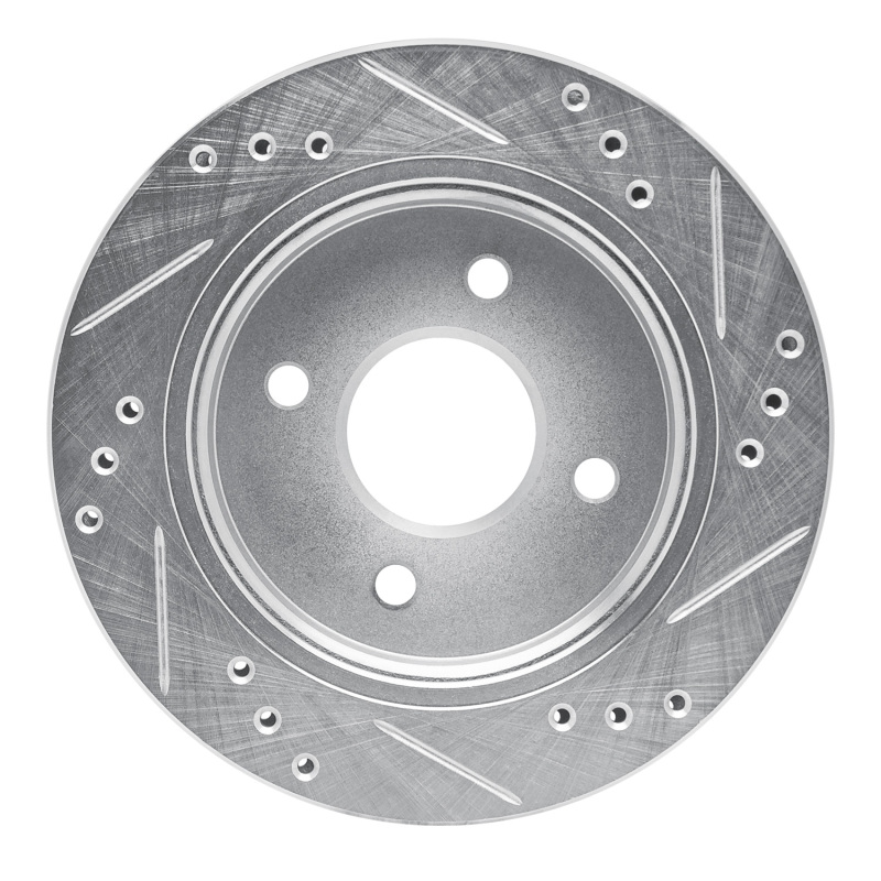 Ford Contour Brake Rotor (1) - Rear Left - R1 Concepts - Drilled & Slotted - Silver - `95-`04